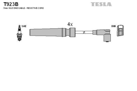 Провід свічкові Лачетти 1,6 (силікон) TESLA T923B (фото 1)