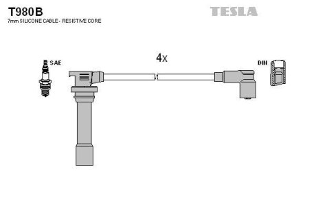 Дроти запалення, набір TESLA T980B