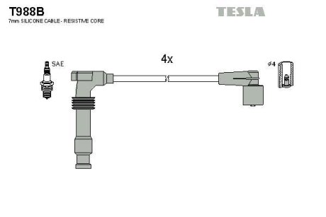 Дроти запалення, набір TESLA T988B