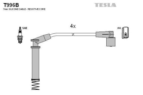 Дроти запалення, набір TESLA T996B