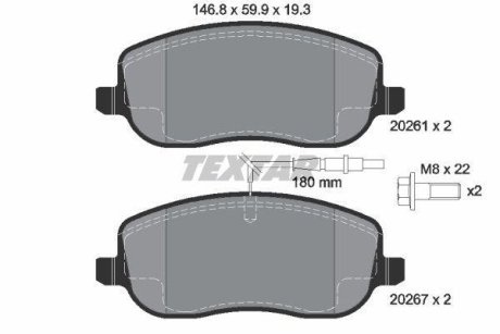 Гальмівні колодки, дискове гальмо (набір) TEXTAR 2026101