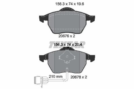 Гальмівні колодки, дискове гальмо (набір) TEXTAR 2067602