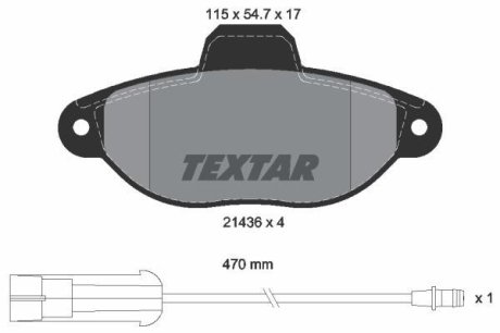 Гальмівні колодки, дискове гальмо (набір) TEXTAR 2143603