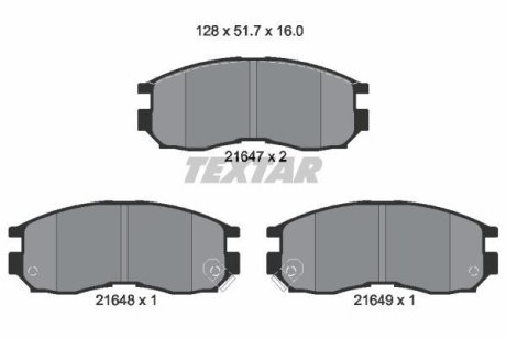 Гальмівні колодки, дискове гальмо (набір) TEXTAR 2164701