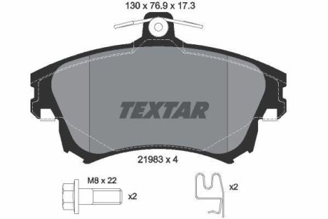 Гальмівні колодки, дискове гальмо (набір) TEXTAR 2198302