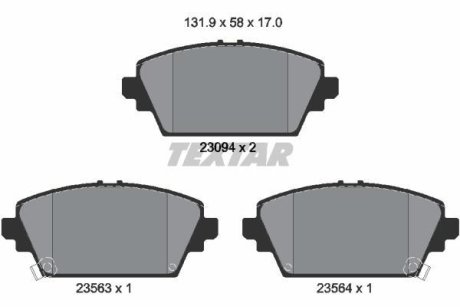 Гальмівні колодки, дискове гальмо (набір) TEXTAR 2309401