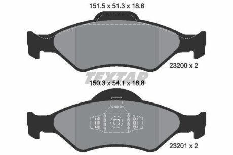 Гальмівні колодки, дискове гальмо (набір) TEXTAR 2320001