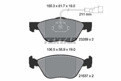 Гальмівні колодки, дискове гальмо (набір) TEXTAR 2328902