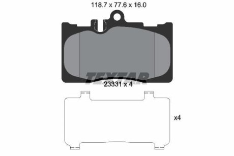 Гальмівні колодки, дискове гальмо (набір) TEXTAR 2333102