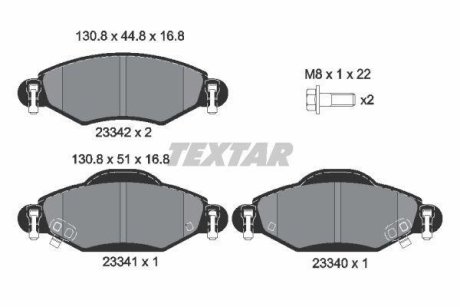 Гальмівні колодки, дискове гальмо (набір) TEXTAR 2334001