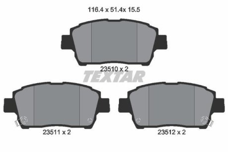 Гальмівні колодки, дискове гальмо (набір) TEXTAR 2351002