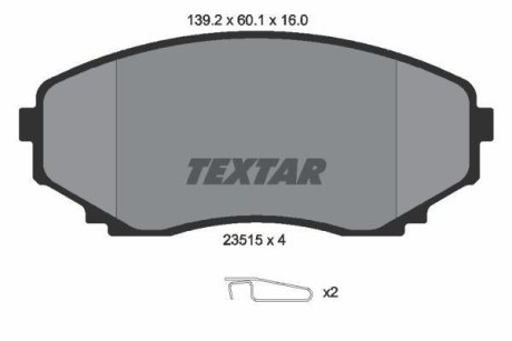 Гальмівні колодки, дискове гальмо (набір) TEXTAR 2351501