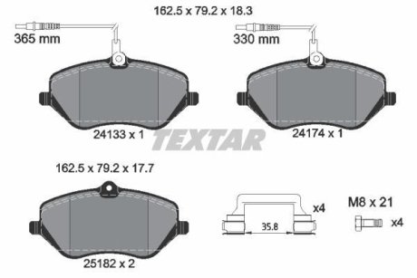 Гальмівні колодки, дискове гальмо (набір) TEXTAR 2413303