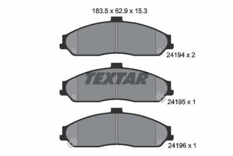 Гальмівні колодки, дискове гальмо (набір) TEXTAR 2419401