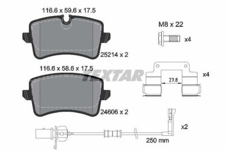 Гальмівні колодки, дискове гальмо (набір) TEXTAR 2521405