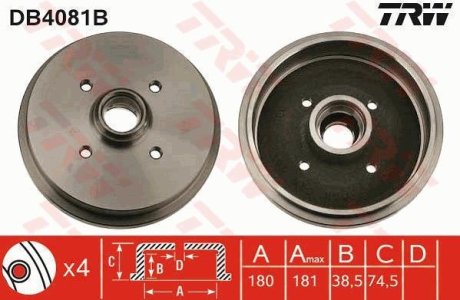 Гальмівний барабан TRW DB4081B