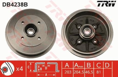 Гальмівний барабан TRW DB4238B