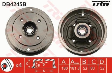 Гальмівний барабан TRW DB4245B