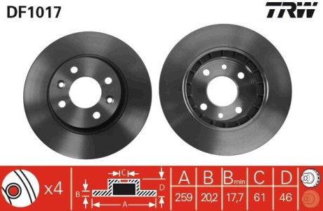 Диск гальмівний TRW DF1017