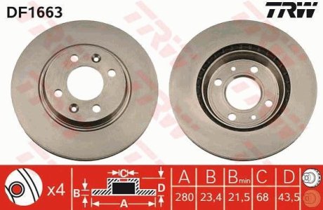 Гальмівний диск TRW DF1663