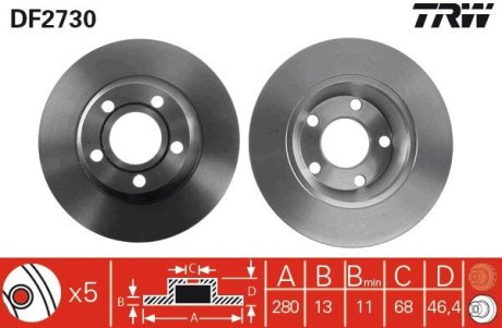 Диск гальмівний TRW DF2730