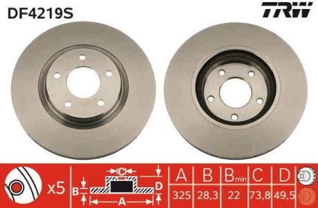Диск гальмівний TRW DF4219S