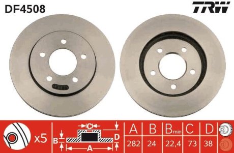 Диск гальмівний TRW DF4508