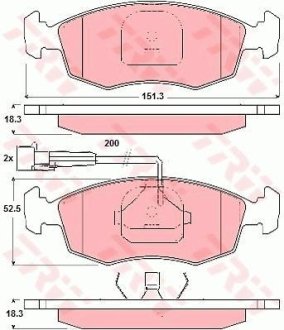 Гальмівні колодки, дискове гальмо (набір) TRW GDB1341