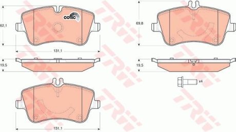 Гальмівні колодки, дискове гальмо (набір) TRW GDB1514