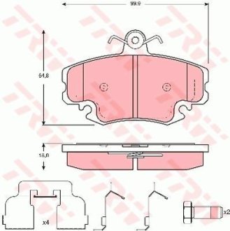 Гальмівні колодки, дискове гальмо (набір) TRW GDB1635