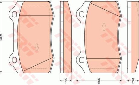 Гальмівні колодки, дискове гальмо (набір) TRW GDB1772