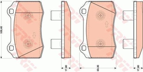 Гальмівні колодки, дискове гальмо (набір) TRW GDB1773 (фото 1)