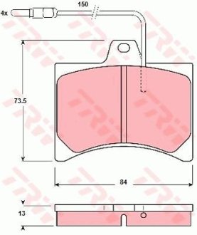 Гальмівні колодки, дискове гальмо (набір) TRW GDB276