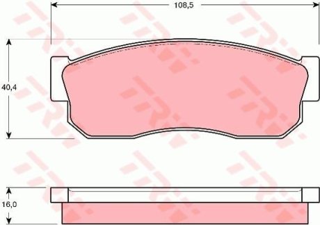 Гальмівні колодки, дискове гальмо (набір) TRW GDB288