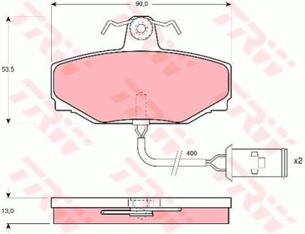 Гальмівні колодки, дискове гальмо (набір) TRW GDB412