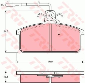 Гальмівні колодки, дискове гальмо (набір) TRW GDB422