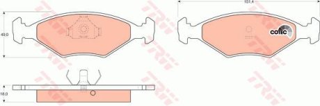 Гальмівні колодки, дискове гальмо (набір) TRW GDB958 (фото 1)