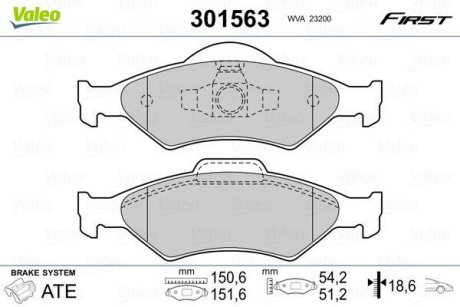 Колодки гальмівні FORD P. FIESTA/KA 95-08 Valeo 301563