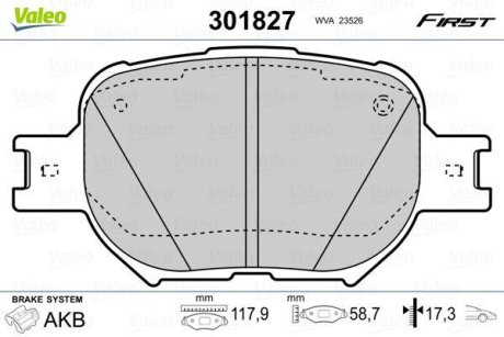 Колодки гальмівні TOYOTA P. COROLLA VERSO 02- Valeo 301827