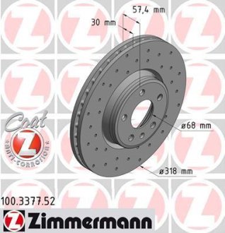 Диск гальмівний передній ZIMMERMANN 100337752