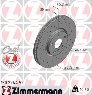 Диск гальмівний MINI COOPER S 13- ZIMMERMANN 150294452