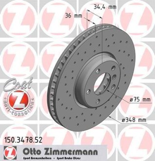 Диск тормозной левый Sport ZIMMERMANN 150.3478.52