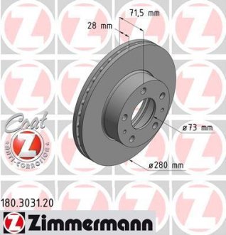 Гальмiвнi диски переднi ZIMMERMANN 180303120