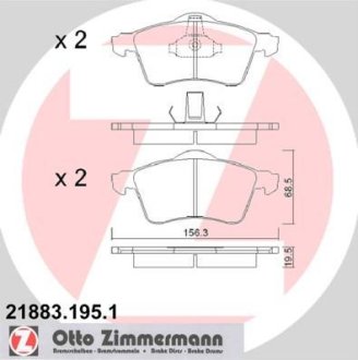 Гальмівні колодки, дискове гальмо (набір) ZIMMERMANN 218831951