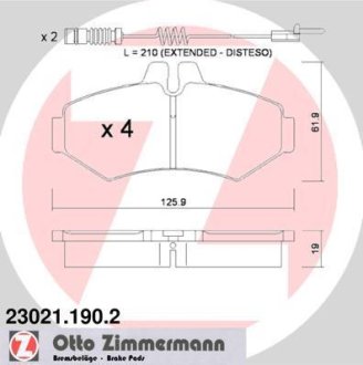 Гальмівні колодки, дискове гальмо (набір) ZIMMERMANN 230211902