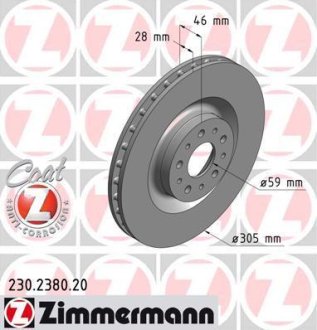 Диск гальмівний ZIMMERMANN 230238020