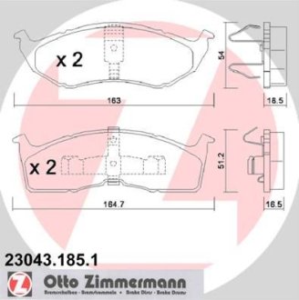 Гальмівні колодки, дискове гальмо (набір) ZIMMERMANN 230431851