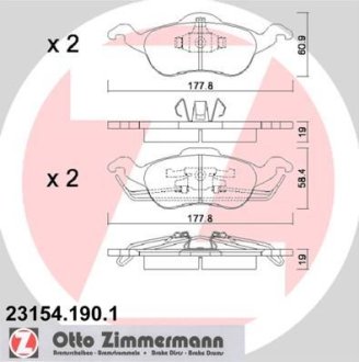 Гальмівні колодки, дискове гальмо (набір) ZIMMERMANN 231541901