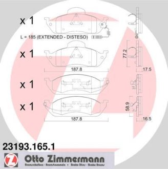 Гальмівні колодки, дискове гальмо (набір) ZIMMERMANN 231931651