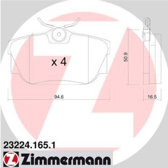 Гальмівні колодки, дискове гальмо (набір) ZIMMERMANN 232241651